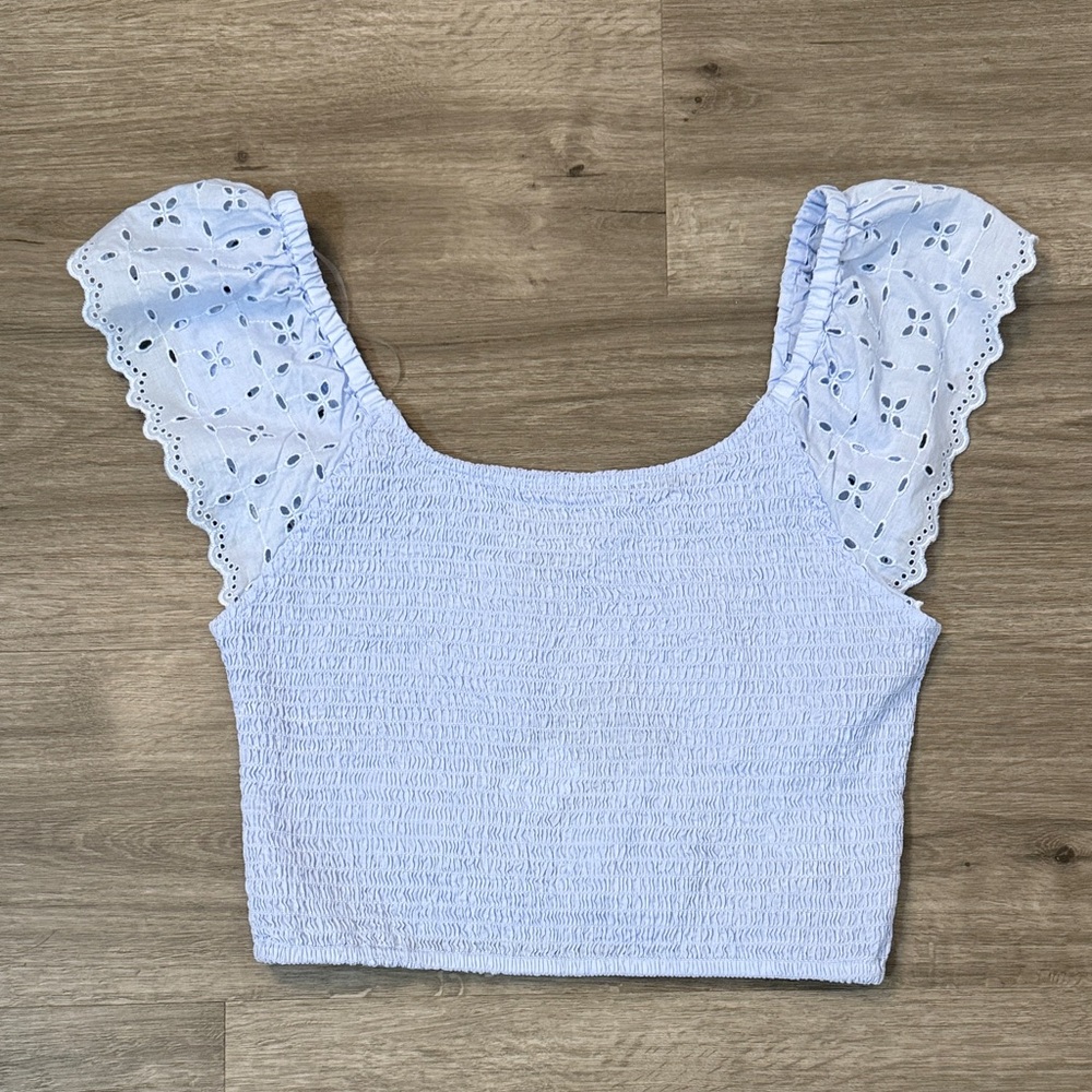 Universal Thread Light Blue Eyelet Tank Top